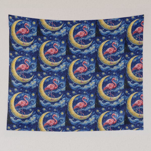 Item preview, Funny Flamingo Starry Night Painting Cute Moon Stars Boys Girls Kids designed and sold by FurryHavenPH.