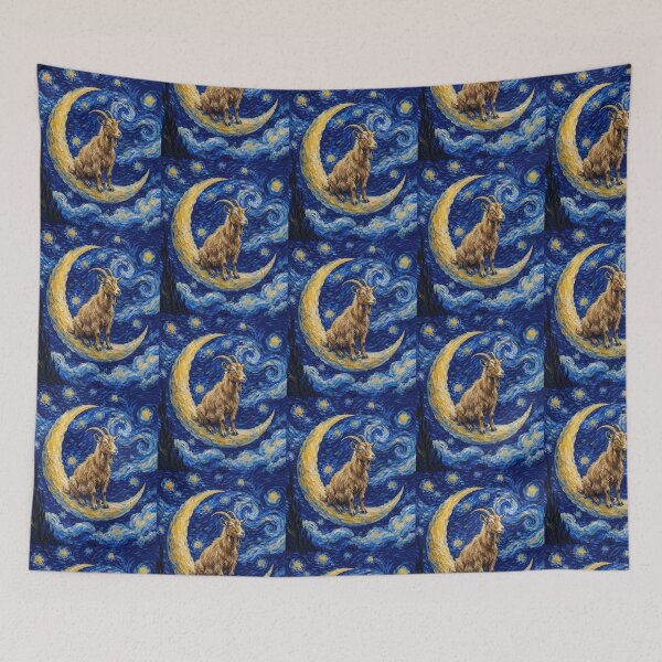 Item preview, Funny Goat Starry Night Painting Cute Moon Stars Boys Girls Kids designed and sold by FurryHavenPH.