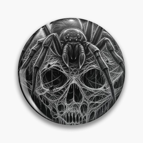 Item preview, Vintage Gothic Spider Skull Horror Black and White designed and sold by wildflux.