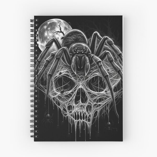 Item preview, Vintage Gothic Spider Skull Horror Black and White designed and sold by wildflux.