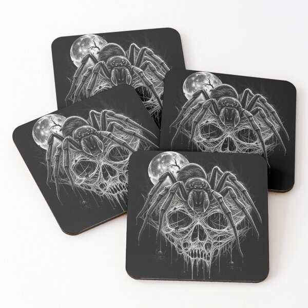 Item preview, Vintage Gothic Spider Skull Horror Black and White designed and sold by wildflux.