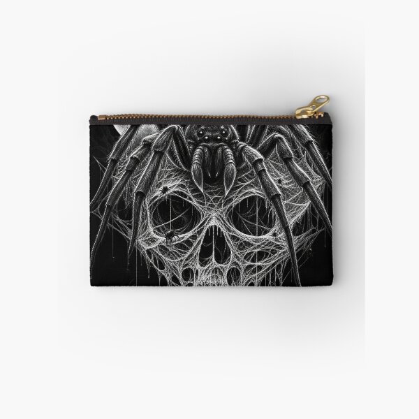 Item preview, Vintage Gothic Spider Skull Horror Black and White designed and sold by wildflux.