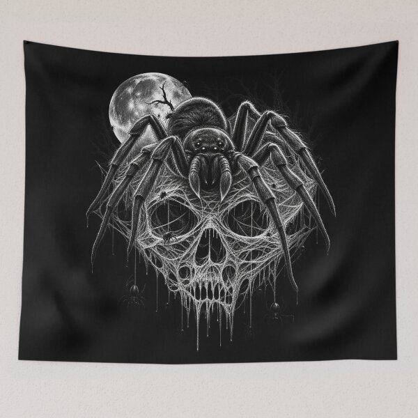Item preview, Vintage Gothic Spider Skull Horror Black and White designed and sold by wildflux.