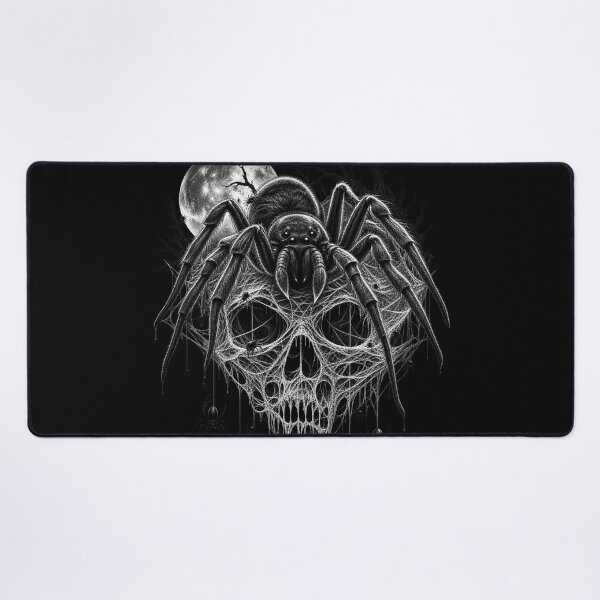 Item preview, Vintage Gothic Spider Skull Horror Black and White designed and sold by wildflux.