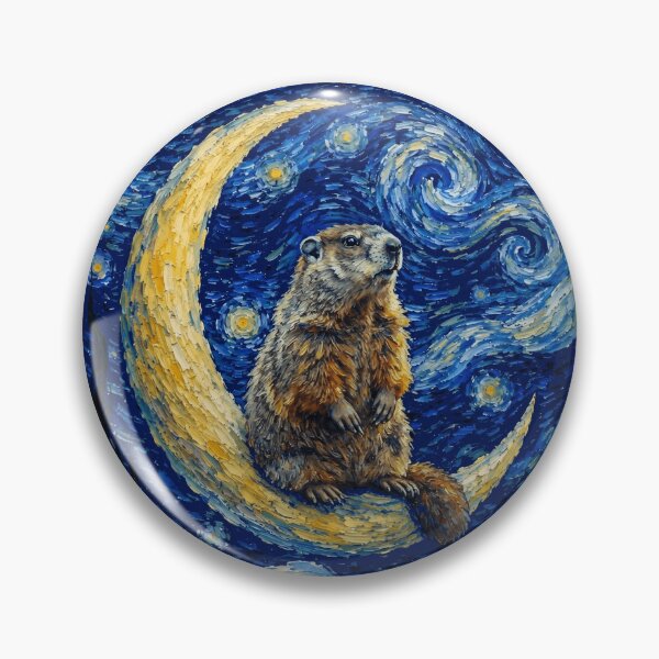 Item preview, Funny Groundhog Starry Night Painting Cute Moon Stars Boys Girls Kids designed and sold by FurryHavenPH.