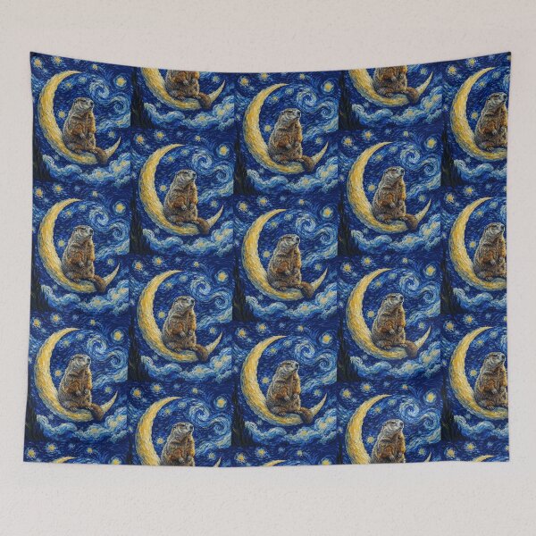 Item preview, Funny Groundhog Starry Night Painting Cute Moon Stars Boys Girls Kids designed and sold by FurryHavenPH.