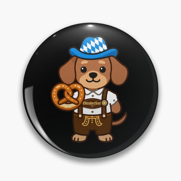 Item preview, Cute Bavarian Dog in Lederhosen with Pretzel designed and sold by PMTaurus.