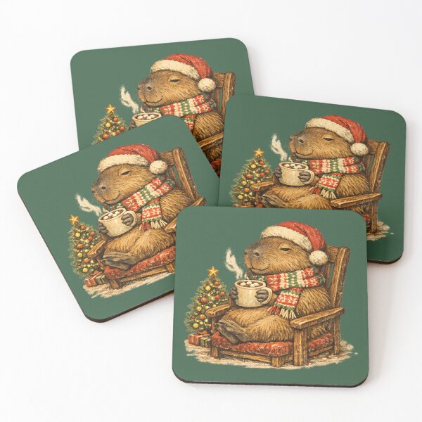 Item preview, Cozy Capybara Christmas Hot Cocoa Retro 1970s Gift  designed and sold by Artycom.