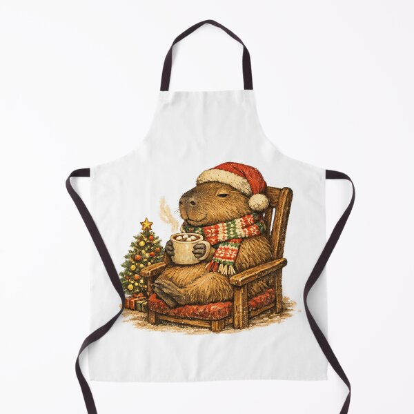 Item preview, Cozy Capybara Christmas Hot Cocoa Retro 1970s Gift designed and sold by Artycom.