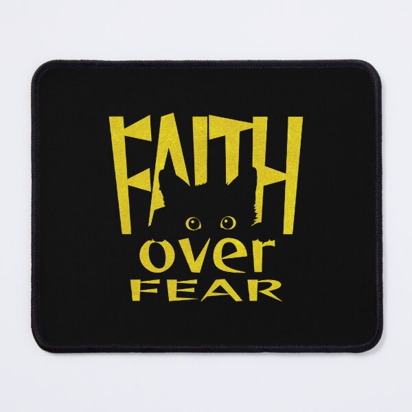 Item preview, Christian Minimalist Typographic with pic Art - Faith Over Fear – Black Cat Negative Space Art | golden yellow designed and sold by ZechJohnRB.