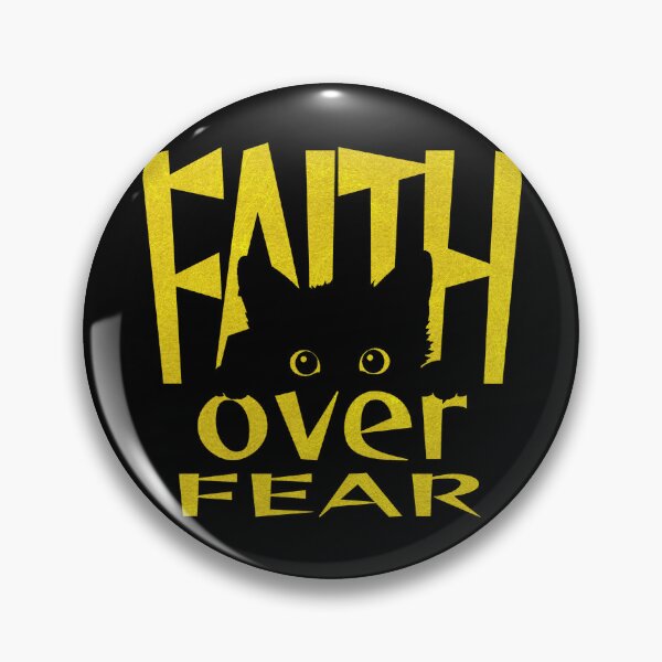 Item preview, Christian Minimalist Typographic with pic Art - Faith Over Fear – Black Cat Negative Space Art | golden yellow designed and sold by ZechJohnRB.