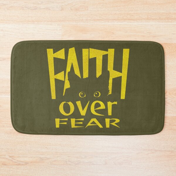 Item preview, Christian Minimalist Typographic with pic Art - Faith Over Fear – Black Cat Negative Space Art | golden yellow designed and sold by ZechJohnRB.