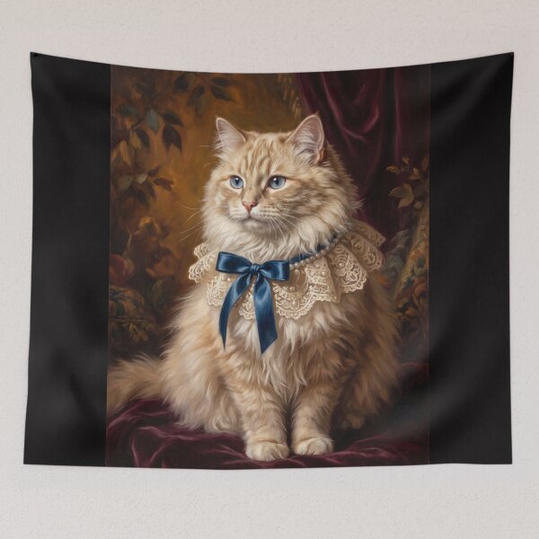 Item preview, Royal Cream Cat Blue Ribbon designed and sold by The Real Beast Art.