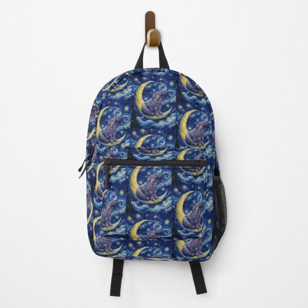 Item preview, Funny Hippopotamus Starry Night Painting Cute Moon Stars Boys Girls Kids designed and sold by FurryHavenPH.