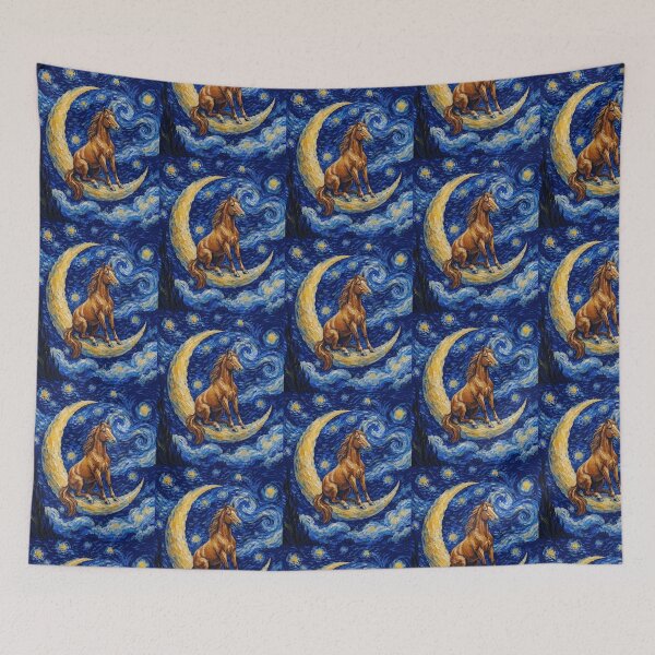 Item preview, Funny Horse Starry Night Painting Cute Moon Stars Boys Girls Kids designed and sold by FurryHavenPH.