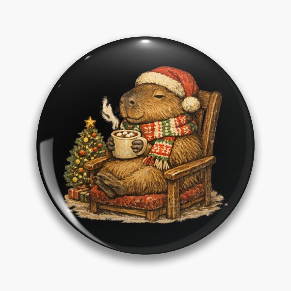 Item preview, Cozy Capybara Christmas Hot Cocoa Retro 1970s Gift  designed and sold by Artycom.