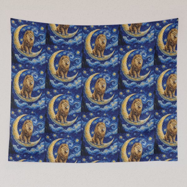 Item preview, Funny Lion Starry Night Painting Cute Moon Stars Boys Girls Kids designed and sold by FurryHavenPH.