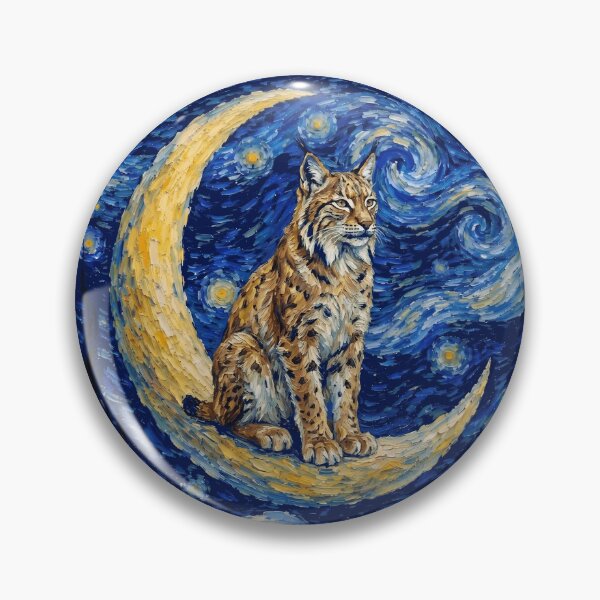 Item preview, Funny Lynx Starry Night Painting Cute Moon Stars Boys Girls Kids designed and sold by FurryHavenPH.