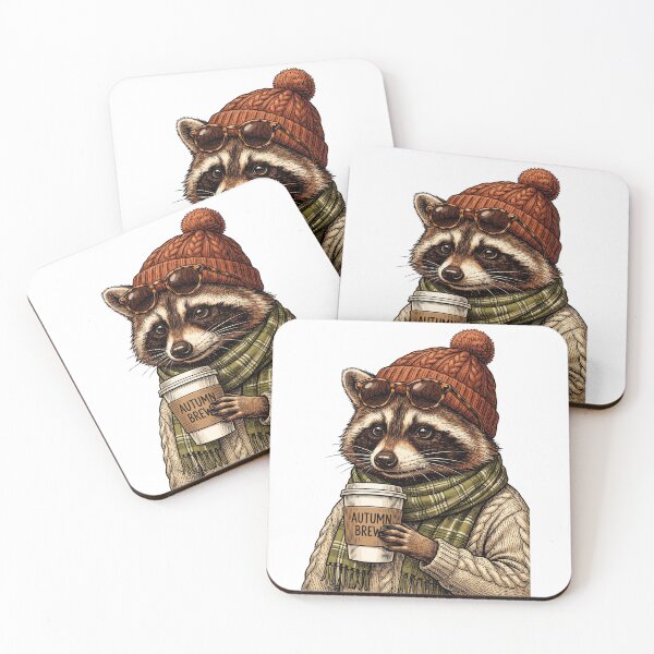 Item preview, Raccoon Autumn Brew Coffee designed and sold by Tiffany Roy.