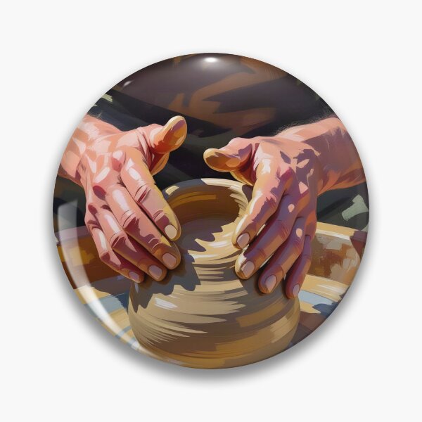 Item preview, A close-up plein air painting of a potter's hands designed and sold by Ponted.