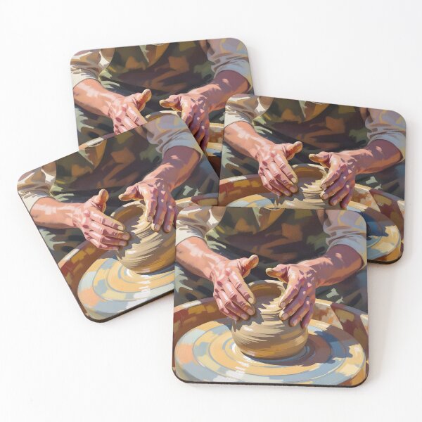 Item preview, A close-up plein air painting of a potter's hands designed and sold by Ponted.