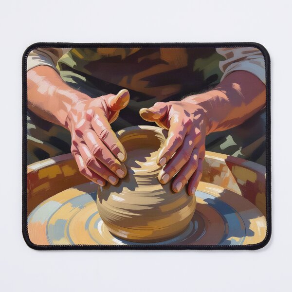 Item preview, A close-up plein air painting of a potter's hands designed and sold by Ponted.