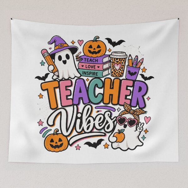Item preview, Teacher Vibes Cute Halloween Teacher Ghost designed and sold by Sunday.Supply.