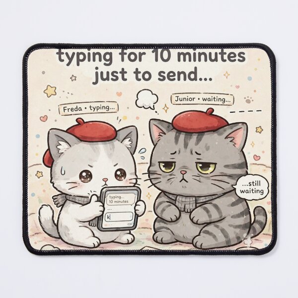 Item preview, Typing For 10 Minutes Just To Send K - Relatable Kawaii Cat Texting Meme designed and sold by MAISON SYLVIE.