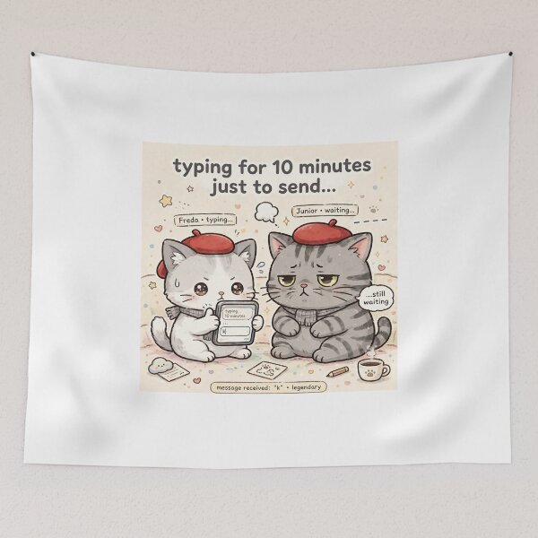 Item preview, Typing For 10 Minutes Just To Send K - Relatable Kawaii Cat Texting Meme designed and sold by MAISON SYLVIE.