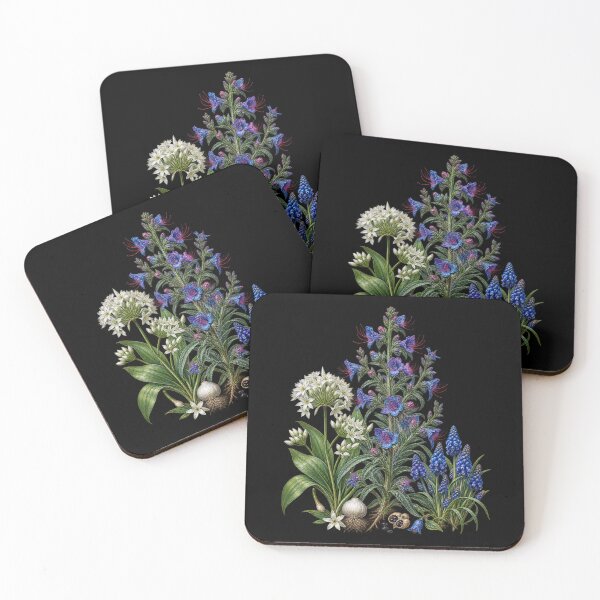 Item preview, Viper’s Bugloss, Wild Garlic and Grape Hyacinth Vintage Botanical Plate designed and sold by Anyshca.