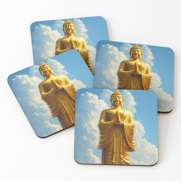 Item preview, Majestic Golden Buddha - Monks Gathering at the Temple designed and sold by ZenGrooves.