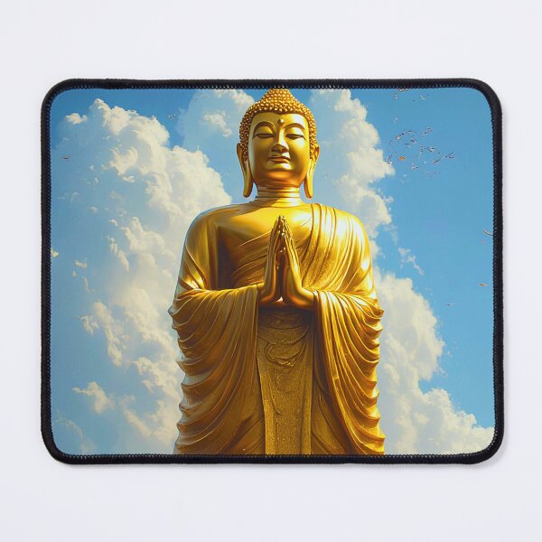 Item preview, Majestic Golden Buddha - Monks Gathering at the Temple designed and sold by ZenGrooves.