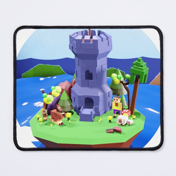 Item preview, Retro Low-Poly Floating Castle Island 3D Voxel Gaming Badge designed and sold by OutlawsDesign26.