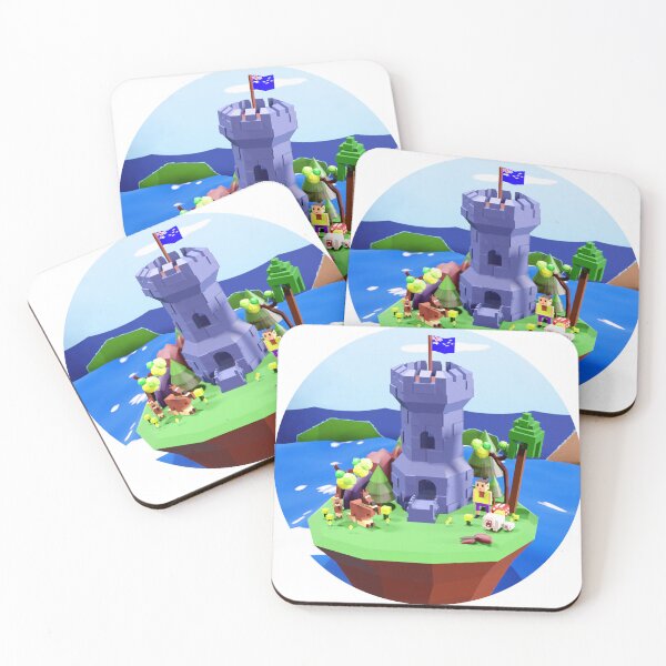 Item preview, Retro Low-Poly Floating Castle Island 3D Voxel Gaming Badge designed and sold by OutlawsDesign26.