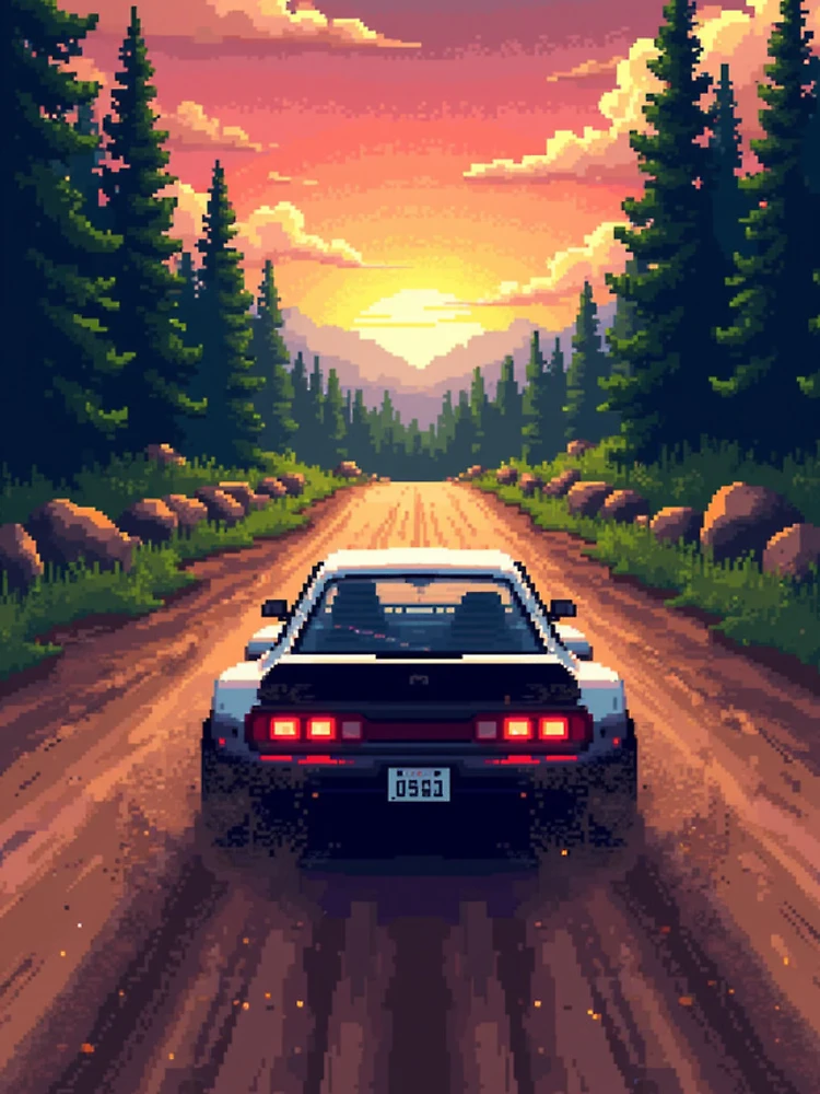 Thumbnail 4 of 4, iPhone Case, Retro 16Bit Rally Racing Video Game designed and sold by grzezzz.