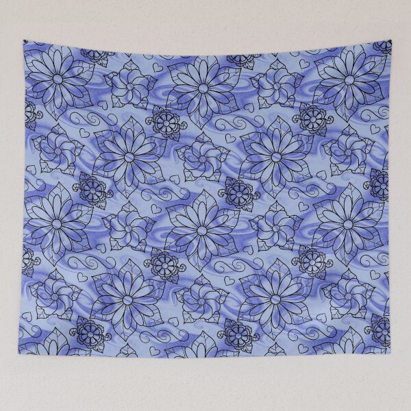 Item preview, Royal Blue & White Swirl Floral Doodle Pattern designed and sold by OddBloomPNG.