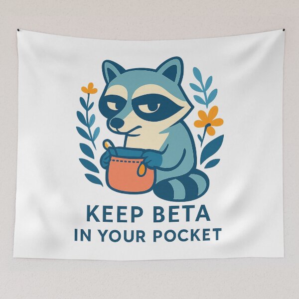 Item preview, Beta Raccoon Keep Beta in Your Pocket Climbing Shirt designed and sold by Ainbowz-Artwork.