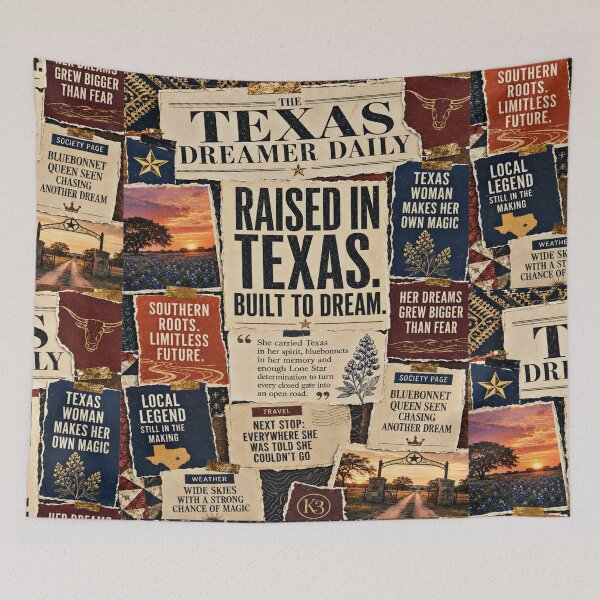 Item preview, Texas Dreamer Vintage Southern Newspaper Collage Art designed and sold by K3DreamKreations .