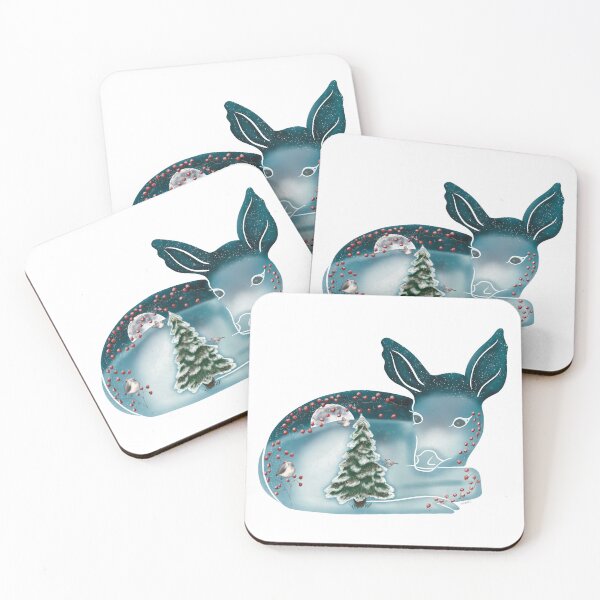 Item preview, Fawn and the Wishing Tree at Moonrise - Ice Blue (Quiet Magic of Nature Winter Series) designed and sold by Winooski Designs.