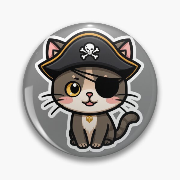 Item preview, Cute Kawaii Pirate Cat with Eyepatch and Hat designed and sold by Pawbly.