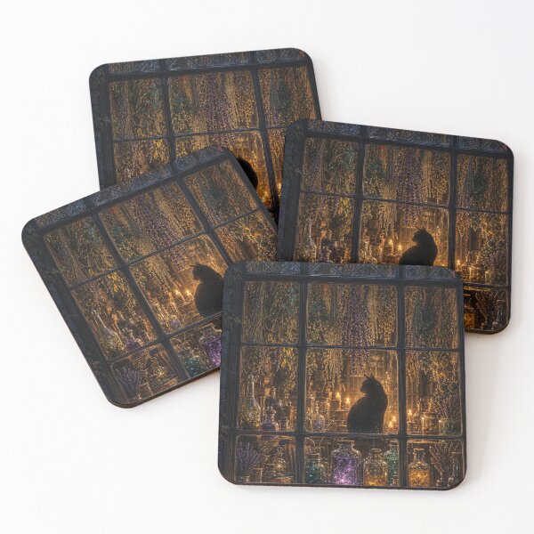 Item preview, Midnight Apothecary Cat – Gothic Botanical Cottage at Night designed and sold by MOCH- ART.