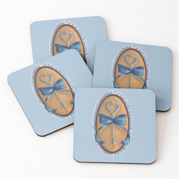 Item preview, Llave estilo Cottage Core sobre terciopelo amarillo con lazo azul designed and sold by ArtistEmFae.