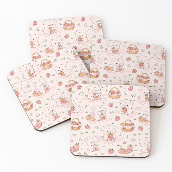 Item preview, Piggy Strawberry Picnic Pattern designed and sold by Soft Berry Studio.