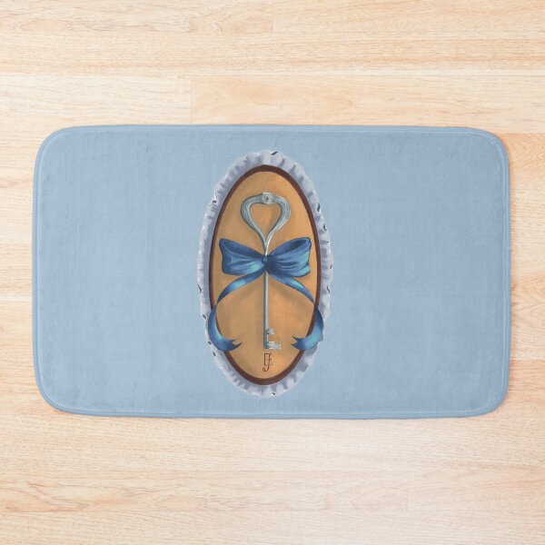 Item preview, Cottage Core Key on Yellow Velvet with Blue Bow designed and sold by ArtistEmFae.