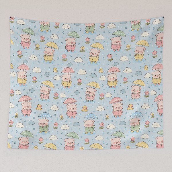 Item preview, Piggy Rainy Day Pattern designed and sold by Soft Berry Studio.