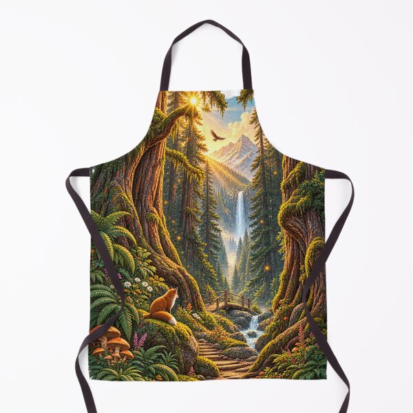 Item preview, Mystical Giant Redwood Forest with Golden Light Stream Art Print designed and sold by irfanshikh.