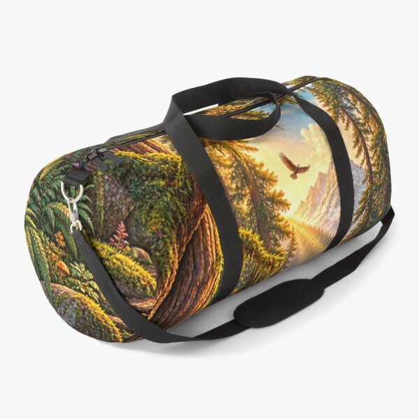 Item preview, Mystical Giant Redwood Forest with Golden Light Stream Art Print designed and sold by irfanshikh.