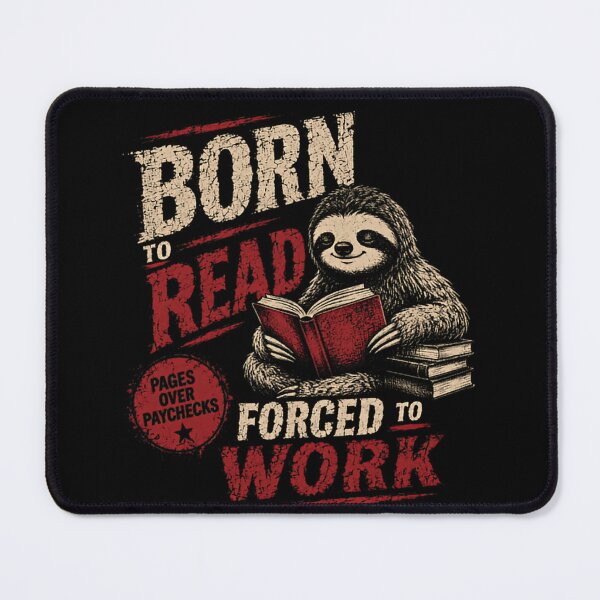 Item preview, Born To Read Pages Over Paychecks Forced To Work Book Lover Sloth Reader designed and sold by SkeletonsDanger.