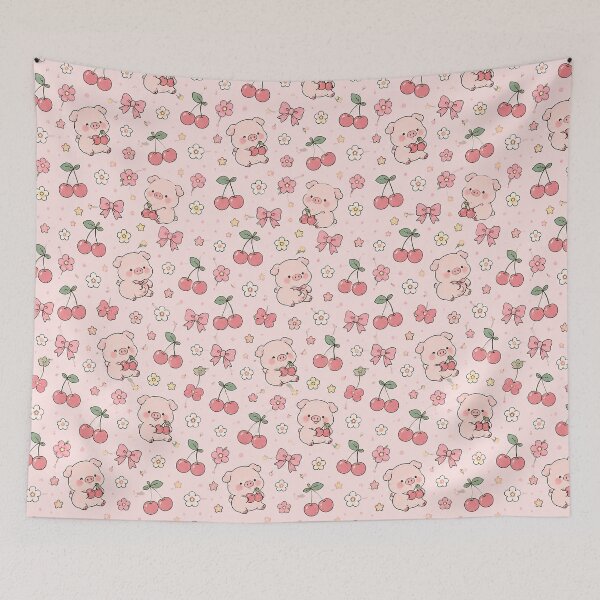 Item preview, Piggy Cherry Pattern designed and sold by Soft Berry Studio.