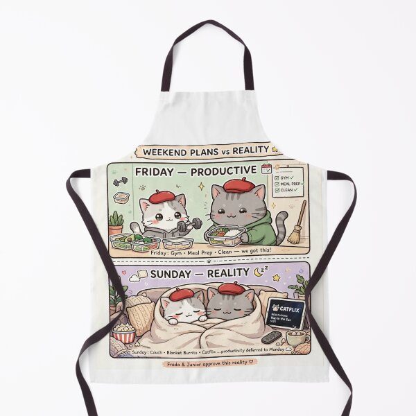 Item preview, Weekend Plans vs Reality Kawaii Cat - Productive Friday vs Lazy Sunday Meme designed and sold by MAISON SYLVIE.